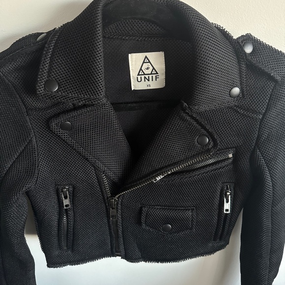 UNIF Jackets & Blazers - NEW - Y2K XS UNIF Black Textured Mesh Moto Jacket